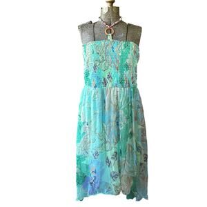 Signature JMB Y2K Strapless Smocked Dress 2X Plus Size Green Fairycore Festival